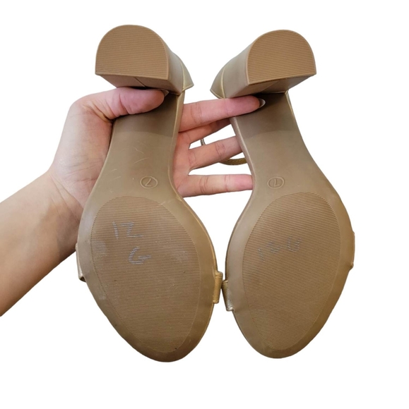 Lulu's Taylor Satin Champaign Ankle Strap Heels Size 7 - Picture 7 of 11